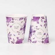 8온스 베리페리 퍼플 플라워 디자인 종이컵 커피컵 소량 200개